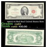 1963A $2 Red Seal United States Note Grades Select