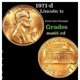 1971-d Lincoln Cent 1c Grades GEM Unc RD