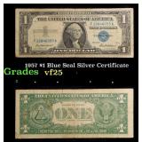 1957 $1 Blue Seal Silver Certificate Grades vf+