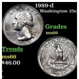 1989-d Washington Quarter 25c Grades GEM+ Unc