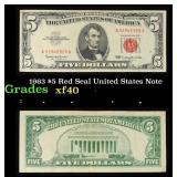 1963 $5 Red Seal United States Note Grades xf