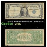 1957A $1 Blue Seal Silver Certificate Grades vf+