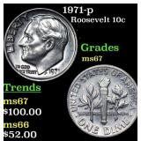 1971-p Roosevelt Dime 10c Grades GEM++ Unc