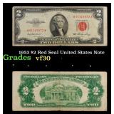 1953 $2 Red Seal United States Note Grades vf++