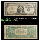 1957B $1 Blue Seal Silver Certificate Grades vf+