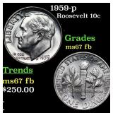 1959-p Roosevelt Dime 10c Grades Gem++ Full Bands