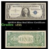 1957B $1 Blue Seal Silver Certificate Grades vf++