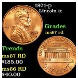 1971-p Lincoln Cent 1c Grades GEM++ Unc RD