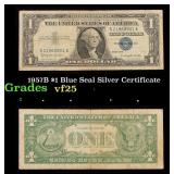 1957B $1 Blue Seal Silver Certificate Grades vf+