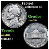 1964-d Jefferson Nickel 5c Grades GEM+ Unc