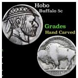 Hobo Buffalo Nickel 5c Grades Hand Carved