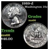 1989-d Washington Quarter 25c Grades GEM+ Unc