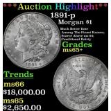 ***Major Highlight*** 1891-p Morgan Dollar $1 ms65