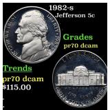 1982-s Proof Jefferson Nickel 5c pr70 dcam SEGS