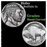 Hobo Buffalo Nickel 5c Grades Hand Carved