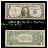 1957B $1 Blue Seal Silver Certificate Graded vf+