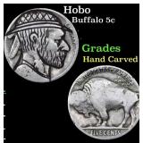 Hobo Buffalo Nickel 5c Grades Hand Carved