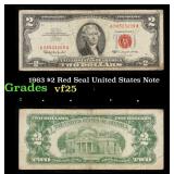 1963 $2 Red Seal United States Note Grades vf+