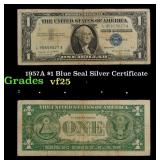 1957A $1 Blue Seal Silver Certificate Grades vf+