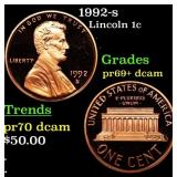 1992-s Proof Lincoln Cent 1c Grades GEM++ Proof De