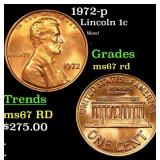 1972-p Lincoln Cent 1c Grades GEM++ Unc RD