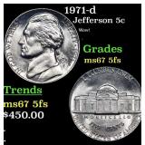 1971-d Jefferson Nickel 5c Grades GEM++ 5fs