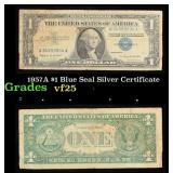 1957A $1 Blue Seal Silver Certificate Grades vf+