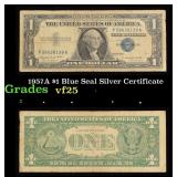 1957A $1 Blue Seal Silver Certificate Grades vf+