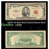 1953C $5 Red Seal United States Note Grades vf++