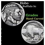 Hobo Buffalo Nickel 5c Grades Hand Carved