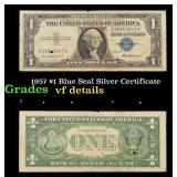 1957 $1 Blue Seal Silver Certificate Grades vf det