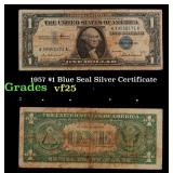 1957 $1 Blue Seal Silver Certificate Grades vf+