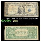 1957A $1 Blue Seal Silver Certificate Grades vf+