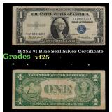 1935E $1 Blue Seal Silver Certificate Grades vf+