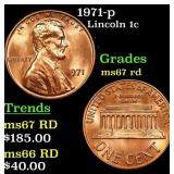 1971-p Lincoln Cent 1c Grades GEM++ Unc RD