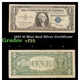 1957 $1 Blue Seal Silver Certificate Grades vf+