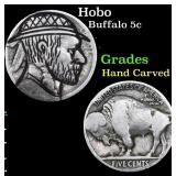 Hobo Buffalo Nickel 5c Grades Hand Carved