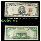 1963 $5 Red Seal United States Note Grades xf