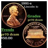 1991-s Proof Lincoln Cent 1c GEM++ Proof Deep Came