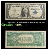 1957B $1 Blue Seal Silver Certificate Grades vf+