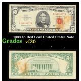 1963 $5 Red Seal United States Note Grades vf++