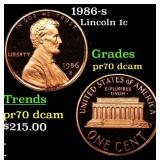 1986-s Proof Lincoln Cent 1c GEM++ Proof Deep Came