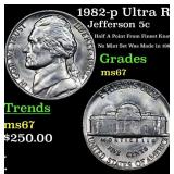 1982-p Jefferson Nickel Ultra Rare Near TOP POP! 5