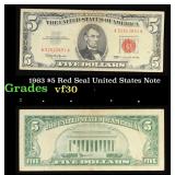 1963 $5 Red Seal United States Note Grades vf++