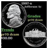 1997-s Proof Jefferson Nickel 5c Grades GEM++ Proo