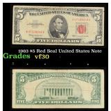 1963 $5 Red Seal United States Note Grades vf++