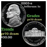 2003-s Proof Jefferson Nickel 5c pr70 dcam SEGS