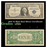 1957 $1 Blue Seal Silver Certificate Grades vf+