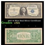 1957 $1 Blue Seal Silver Certificate Grades vf+