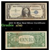 1957 $1 Blue Seal Silver Certificate Grades xf